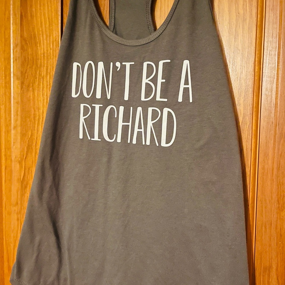 Gray Tank Top with White Text